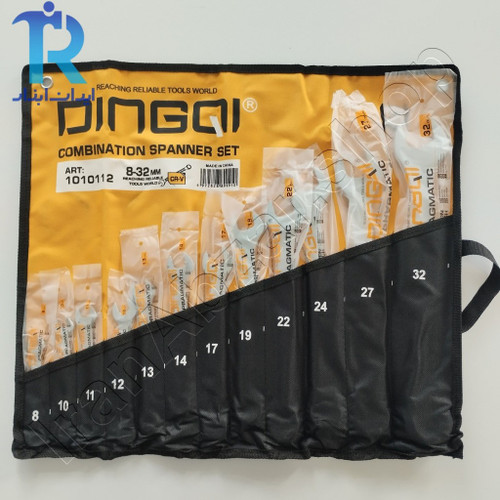 ست آچار صنعتی دینگشی مدل 1010112 ظرفیت ۱۲ عددی یک سر تخت و رینگی